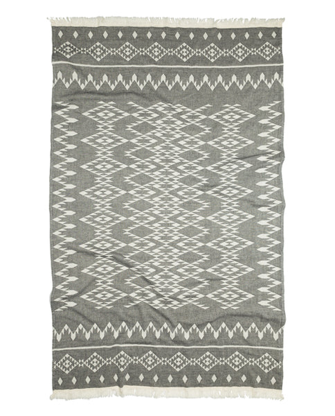 Throw with kilim pattern, cotton, made in Turkey - Shopping Blue